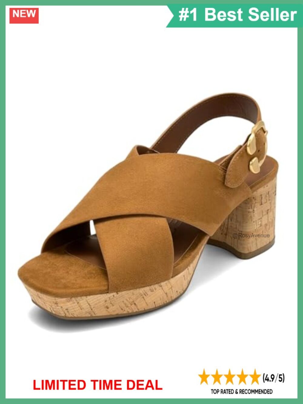 Faux Suede Platform Sandals with Buckle Backstrap & OrthoLite Insole